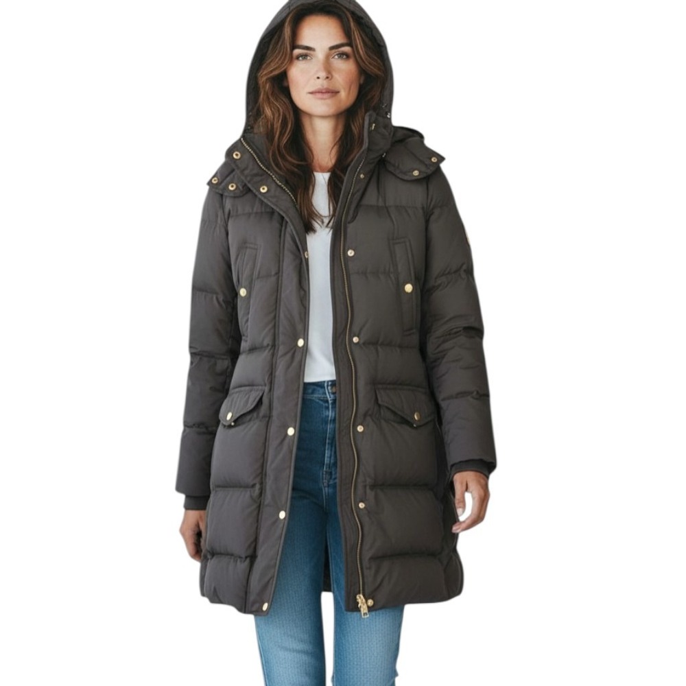 J.Crew Womens Coat Long Down Puffer Parka Hooded Puffer Jacket Winter Warm Small